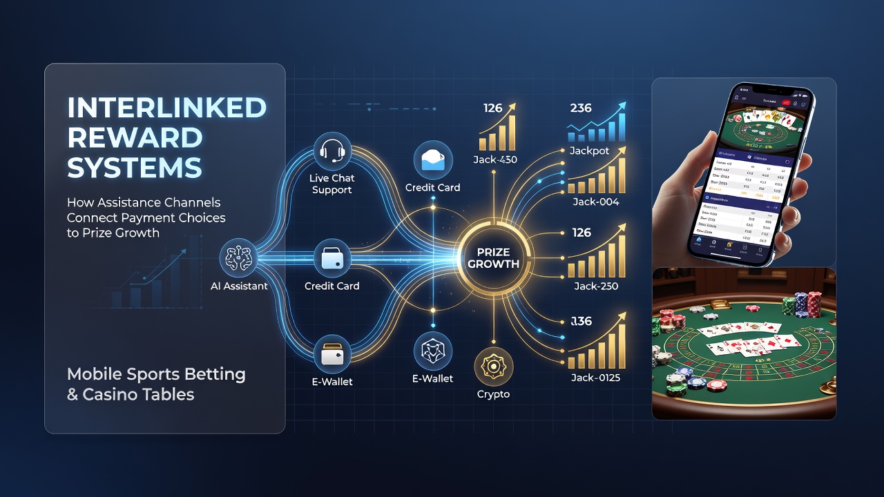 Mobile betting interface showing linked payment options and accumulating rewards across sports and table games