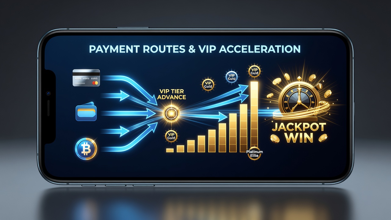Infographic detailing how different payment methods affect VIP point accumulation rates toward jackpot eligibility