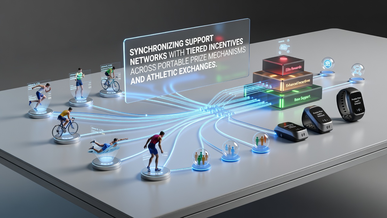 Support networks integrated with tiered incentives in portable prize and athletic exchange platforms